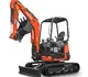 Mini pelle HUTTER Kubota u27, poids toit 2565 kg, puissance du moteur 21.2 CV, aved godetm, Balancier long de série, Déport arrière nul, Instruments de bord digitaux, Système antivol,