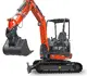 Mini pelle HUTTER Kubota u27, poids toit 2565 kg, puissance du moteur 21.2 CV, aved godetm, Balancier long de série, Déport arrière nul, Instruments de bord digitaux, Système antivol, Siège semi suspendu réglable