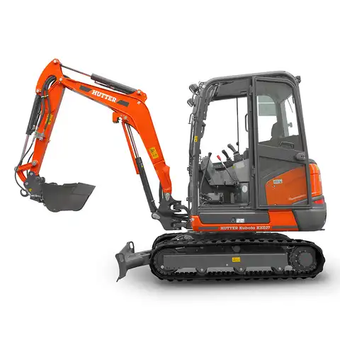 Kleinbagger HUTTER Kubota KX027, Raupenbagger, Kompaktbagger, mit Dach oder Kabine, 23.8 PS Motorleistung, seitlich
