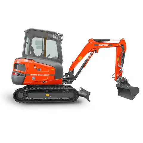 Kleinbagger HUTTER Kubota KX027, Raupenbagger, Kompaktbagger, mit Dach oder Kabine, 23.8 PS Motorleistung, seitlich