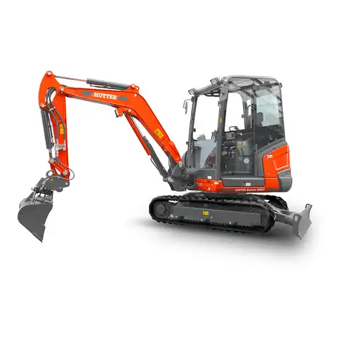 Kleinbagger HUTTER Kubota KX027, Raupenbagger, Kompaktbagger, mit Dach oder Kabine, 23.8 PS Motorleistung, seitlich