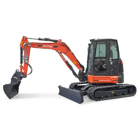 HUTTER Kubota U50, Raupenbagger mittlere Gewichtsklasse, mit Löffel, 5 Tonnen Gewicht, Motorleistung 40.4 PS, Kurzheck, geringe Geräuschemission, mit Trackingsystem, Diebstahlsicherungssystem