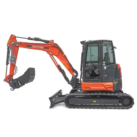 HUTTER Kubota U50, Raupenbagger mittlere Gewichtsklasse, mit Löffel, 5 Tonnen Gewicht, Motorleistung 40.4 PS, Kurzheck, geringe Geräuschemission, mit Trackingsystem, Diebstahlsicherungssystem, LED-Beleuchtung, grosse Glasflächen, Rückfahrkamera, mit Löffel, seitlich
