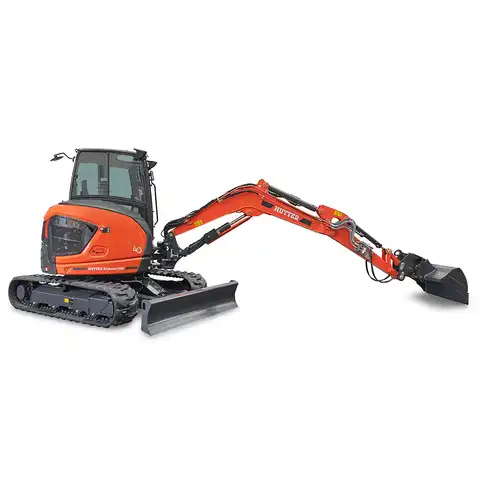 HUTTER Kubota U50, Raupenbagger mittlere Gewichtsklasse, mit Löffel, 5 Tonnen Gewicht, Motorleistung 40.4 PS, Kurzheck, geringe Geräuschemission, mit Trackingsystem, Diebstahlsicherungssystem, LED-Beleuchtung, grosse Glasflächen, Rückfahrkamera, mit Löffel, mit ausgestrecktem Baggerarm