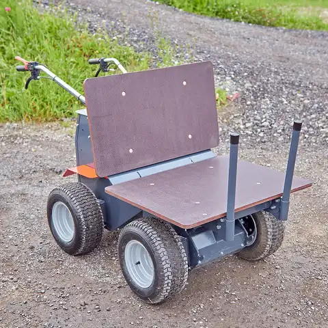 Elektro-Raddumper HD50E, 500 kg Fassungsvermögen, Bergmann, Leergewicht 240 kg, Nutzlast 500 kg, sehr kleiner Wenderadius, stabiler Kippmechanismus, optional mit elektrischer Kippmulde, Batterielaufzeit 8 Stunden, Batteriekapazität 2.5 kWh, robuste Konstruktion, optional mit Anhängerkupplung, optional mit Ladepritsche und Steckrungen