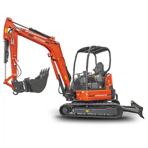 Kleinbagger HUTTER Kubota U36, Raupenbagger, Kurzheck, Gewicht 3.6 Tonnen, mit Dach oder Kabine, 24.2 PS Motorleistung,  mit Löffel, Planierlöffelsteuerung im Joystick