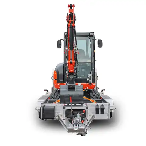 Mini pelle HUTTER Kubota u27, poids toit 2565 kg, puissance du moteur 21.2 CV, aved godetm, Balancier long de série, Déport arrière nul, Instruments de bord digitaux, Système antivol, Siège semi suspendu réglable, Avec commande proportionelle, auto-shift, largeur 150 cm, généreux espace pour les jambes pour un confort maximum du machiniste, plus grande pelle transportable sur remorque