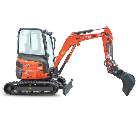 pelle électro HUTTER Kubota U27E, poids 2698 kg, Moteur électrique 19.9 kW, Balancier long de série