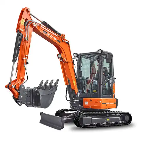 Kleinbagger HUTTER Kubota U36, Raupenbagger, Kurzheck, Gewicht 3.6 Tonnen, mit Dach oder Kabine, 24.2 PS Motorleistung, seitlich, mit Löffel