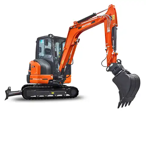 Kleinbagger HUTTER Kubota U36, Raupenbagger, Kurzheck, Gewicht 3.6 Tonnen, mit Dach oder Kabine, 24.2 PS Motorleistung, seitlich, mit Löffel, Planierlöffelsteuerung im Joystick