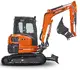 Kleinbagger HUTTER Kubota U36, Raupenbagger, Kurzheck, Gewicht 3.6 Tonnen, mit Dach oder Kabine, 24.2 PS Motorleistung, seitlich, mit Löffel, Planierlöffelsteuerung im Joystick