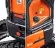 Kleinbagger HUTTER Kubota U36, Raupenbagger, Kurzheck, Gewicht 3.6 Tonnen, mit Dach oder Kabine, 24.2 PS Motorleistung, Detailfoto vom Kurzheck, mit Löffel, Planierlöffelsteuerung im Joystick