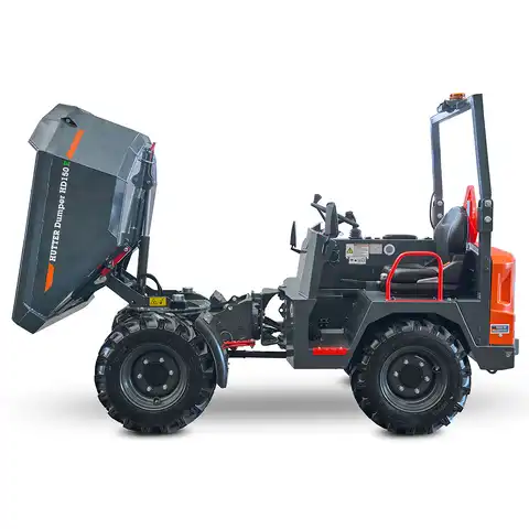 Elektro-Raddumper HD150E, 1500 kg Nutzlast, Bergmann, Batterielaufzeit 4-6 Stunden, robustes Knick-Pendel-Gelenk, hohe Steigfähigkeit, Ladevolumen gehäuft 0.85 Kubikmeter, Fahrgeschwindigkeit 18 km/h