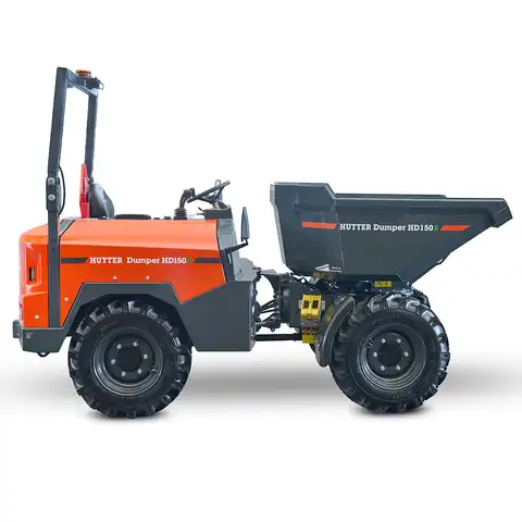Elektro-Raddumper HD150E, 1500 kg Nutzlast, Bergmann, Batterielaufzeit 4-6 Stunden, robustes Knick-Pendel-Gelenk, hohe Steigfähigkeit, Ladevolumen gehäuft 0.85 Kubikmeter, Fahrgeschwindigkeit 18 km/h