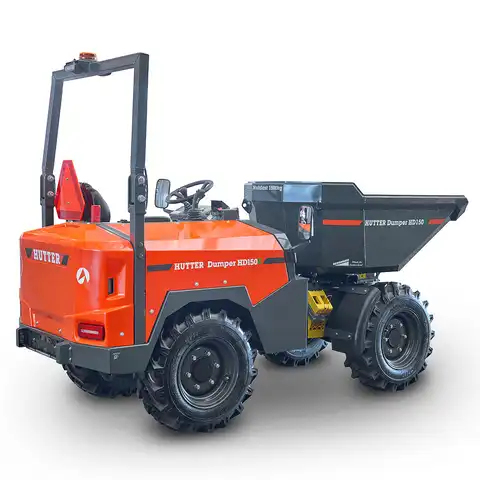 Elektro-Raddumper HD150E, 1500 kg Nutzlast, Bergmann, Batterielaufzeit 4-6 Stunden, robustes Knick-Pendel-Gelenk, hohe Steigfähigkeit, Ladevolumen gehäuft 0.85 Kubikmeter, Fahrgeschwindigkeit 18 km/h