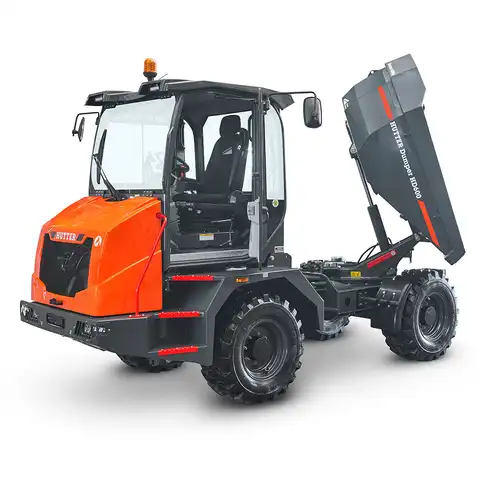 Dumper sur pneus électro HD600, Bergmann, charge utile 6000 kg, puissance du moteur 75.0 CV, volume de benne en butte 3.6 m3, vitesse de conduite max. 30 km/h, 4 phares de travail LED, Climatisation de série