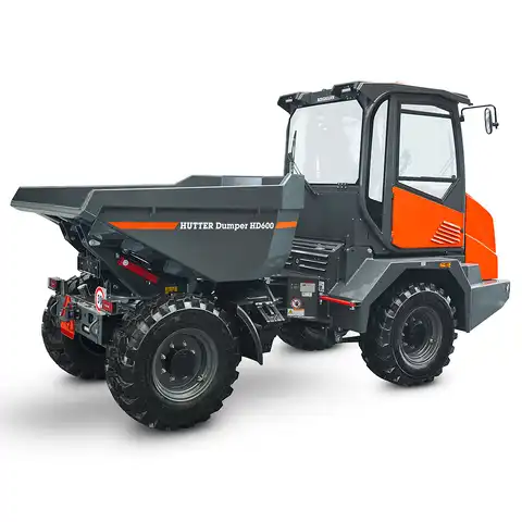 Dumper sur pneus électro HD600, Bergmann, charge utile 6000 kg, puissance du moteur 75.0 CV, volume de benne en butte 3.6 m3, vitesse de conduite max. 30 km/h, 4 phares de travail LED, Climatisation de série, Niveau de gaz d’échappement 5 sans AdBlue, Déclaration de conformité CE