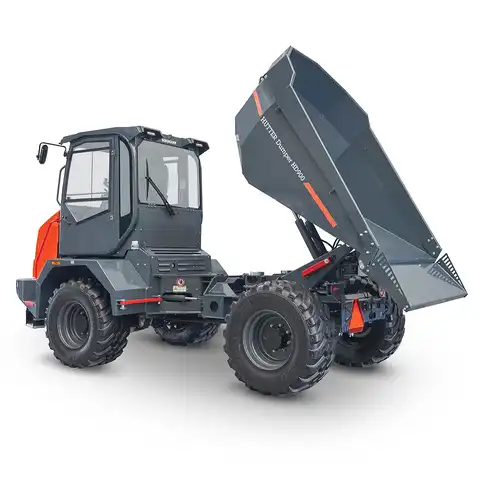 Raddumper HUTTER Dumper HD900, Bergmann, Nutzlast 9000 kg, Motorleistung 102 PS, Ladevolumen gehäuft 4.6 Kubikmeter. Ausschütthöhe 1.25 m