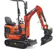 Mini-Bagger HUTTER Kubota K008, Kompaktbagger, Raupenbagger, Gewicht 1 Tonne, seitlich, mit Löffel, mit Überrollbügel, Motorleistung 10.3 PS