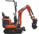 Mini-Bagger HUTTER Kubota K008, Kompaktbagger, Raupenbagger, Gewicht 1 Tonne, seitlich, mit Löffel, mit Überrollbügel, Motorleistung 10.3 PS