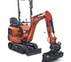Mini-Bagger HUTTER Kubota K008, Kompaktbagger, Raupenbagger, Gewicht 1 Tonne, von vorne, mit Löffel, mit Überrollbügel, Motorleistung 10.3 PS, beidseitiger Auf- und Abstieg