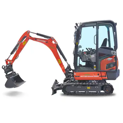 pelle électro HUTTER Kubota KX019E, poids 1943 kg, Moteur électrique 18.3 kW, durée de travauk 2.5 - 5 heures
