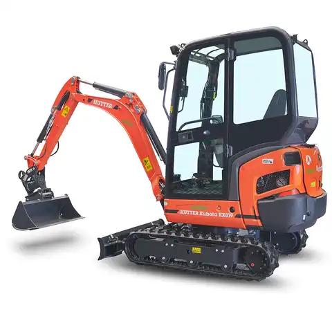 pelle électro HUTTER Kubota KX019E, poids 1943 kg, Moteur électrique 18.3 kW, durée de travauk 2.5 - 5 heures, batterie lithium-ion