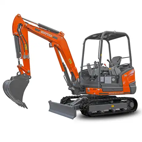 Kleinbagger HUTTER Kubota KX027, Raupenbagger, Kompaktbagger, mit Dach oder Kabine, 23.8 PS Motorleistung, seitlich