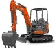 Kleinbagger HUTTER Kubota KX027, Raupenbagger, Kompaktbagger, mit Dach oder Kabine, 23.8 PS Motorleistung, von vorne