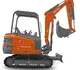 Kleinbagger HUTTER Kubota KX030, Raupenbagger, Kompaktbagger, Gewicht 2.8 Tonnen, mit Dach oder Kabine, 24 PS Motorleistung, seitlich
