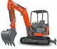 Kleinbagger HUTTER Kubota KX027, Raupenbagger, Kompaktbagger, mit Dach oder Kabine, 23.8 PS Motorleistung, seitlich