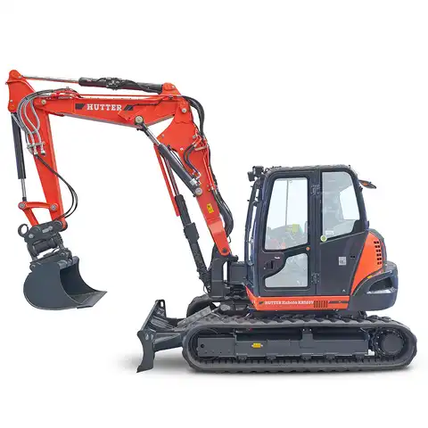 HUTTER Kubota KX085-V, Raupenbagger mittlere Gewichtsklasse, mit Verstellausleger, 9 Tonnen Gewicht, Motorleistung 66.6 PS, Kompaktbagger, geringer Heckschwenkradius, automatische Betankungsanlage, mit Trackingsystem, Klimaanlage, Lastbruchsicherung, Diebstahlsicherung, Load-Sensing-Hydrauliksystem, Grabtiefe 4.6 m, Luxuskabine mit Komfortsitz, farbiger LCD-Bildschirm, 4 Anbindeösen für Transport