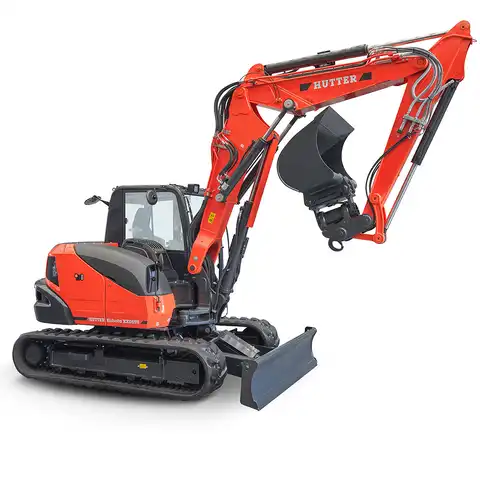 HUTTER Kubota KX085-V, Raupenbagger mittlere Gewichtsklasse, mit Verstellausleger, 9 Tonnen Gewicht, Motorleistung 66.6 PS, Kompaktbagger, geringer Heckschwenkradius, automatische Betankungsanlage, mit Trackingsystem, Klimaanlage, Lastbruchsicherung, Diebstahlsicherung, Load-Sensing-Hydrauliksystem, Grabtiefe 4.6 m, Luxuskabine mit Komfortsitz, farbiger LCD-Bildschirm, 4 Anbindeösen für Transport, Leerlauf- und einstellbare Motorstoppautomation für tieferen Dieselverbrauch, seitlich