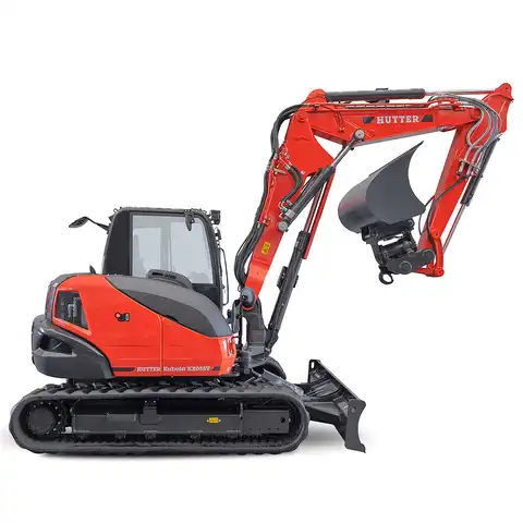 HUTTER Kubota KX085-V, Raupenbagger mittlere Gewichtsklasse, mit Verstellausleger, 9 Tonnen Gewicht, Motorleistung 66.6 PS, Kompaktbagger, geringer Heckschwenkradius, automatische Betankungsanlage, mit Trackingsystem, Klimaanlage, Lastbruchsicherung, Diebstahlsicherung, Load-Sensing-Hydrauliksystem, Grabtiefe 4.6 m, Luxuskabine mit Komfortsitz, farbiger LCD-Bildschirm, 4 Anbindeösen für Transport, Leerlauf- und einstellbare Motorstoppautomation für tieferen Dieselverbrauch, seitlich