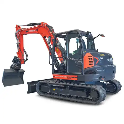 HUTTER Kubota KX085, Raupenbagger mittlere Gewichtsklasse, mit Löffel, 8.4 Tonnen Gewicht, Motorleistung 66.6 PS, Kompaktbagger, geringer Heckschwenkradius, automatische Betankungsanlage