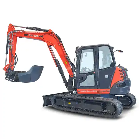 HUTTER Kubota KX085, Raupenbagger mittlere Gewichtsklasse, mit Löffel, 8.4 Tonnen Gewicht, Motorleistung 66.6 PS, Kompaktbagger, geringer Heckschwenkradius, automatische Betankungsanlage, mit Trackingsystem, Klimaanlage, Lastbruchsicherung