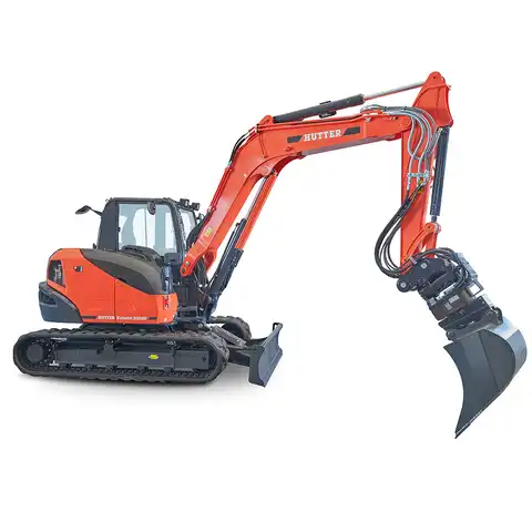 HUTTER Kubota KX085, Raupenbagger mittlere Gewichtsklasse, mit Löffel, 8.4 Tonnen Gewicht, Motorleistung 66.6 PS, Kompaktbagger, geringer Heckschwenkradius, automatische Betankungsanlage, mit Trackingsystem, Klimaanlage, Lastbruchsicherung, Diebstahlsicherung, Load-Sensing-Hydrauliksystem, Grabtiefe 4.6 m