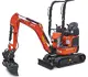 Mini-Bagger HUTTER Kubota U10, Kurzheck, Raupenbagger, Gewicht 1.2 Tonnen, seitlich, mit Löffel, mit Überrollbügel, Motorleistung 10.3 PS, beidseitiger Auf- und Abstieg