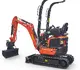 Mini-Bagger HUTTER Kubota U10, Kurzheck, Raupenbagger, Gewicht 1.2 Tonnen, seitlich, mit Löffel, mit Überrollbügel, Motorleistung 10.3 PS, Schnellgangschalter