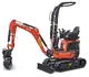 Mini-Bagger HUTTER Kubota U10, Kurzheck, Raupenbagger, Gewicht 1.2 Tonnen, seitlich, mit Löffel, mit Überrollbügel, Motorleistung 10.3 PS, Schnellgangschalter