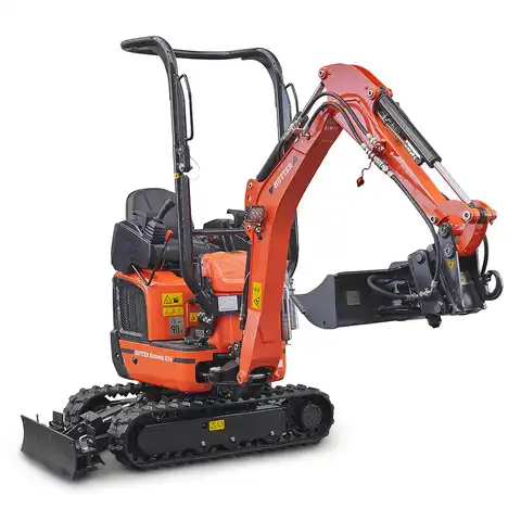 Mini-Bagger HUTTER Kubota U10, Kurzheck, Raupenbagger, Gewicht 1.2 Tonnen, seitlich, mit Löffel, Motorleistung 10.3 PS, Schnellgangschalter