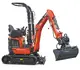 Mini-Bagger HUTTER Kubota U10, Kurzheck, Raupenbagger, Gewicht 1.2 Tonnen, seitlich, mit Löffel, mit Überrollbügel, Motorleistung 10.3 PS, Schnellgangschalter