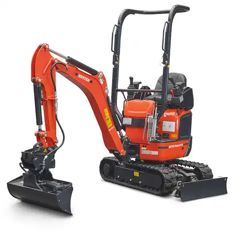 Mini-Bagger HUTTER Kubota U10, Kurzheck, Raupenbagger, Gewicht 1.2 Tonnen, seitlich, mit Löffel, mit Überrollbügel, Motorleistung 10.3 PS, Schnellgangschalter