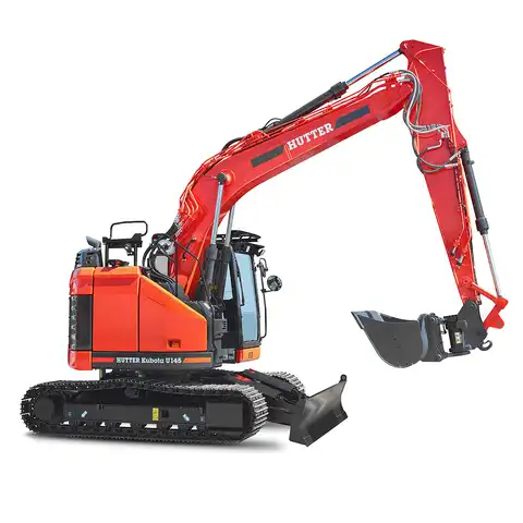 HUTTER Kubota U145, Raupenbagger mittlere Gewichtsklasse, mit Löffel, 14.6 Tonnen Gewicht, Motorleistung 106.7 PS, Kompaktbagger, automatische Betankungsanlage, mit Trackingsystem, Klimaanlage, Lastbruchsicherung, Diebstahlsicherung