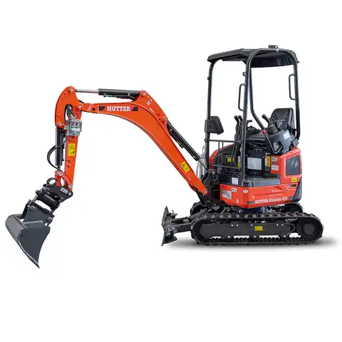 Kleinbagger HUTTER Kubota U17, Raupenbagger, Gewicht 1.7 Tonnen, Kurzheck, mit Löffel, seitlich