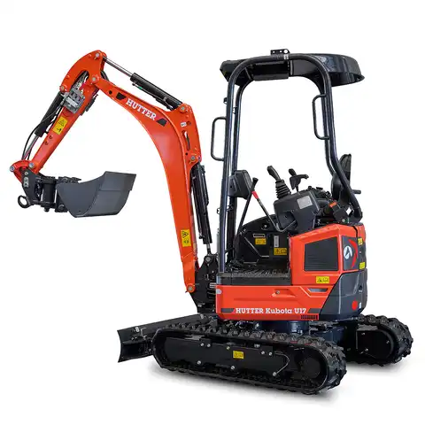 Kleinbagger HUTTER Kubota U17, Raupenbagger, Gewicht 1.7 Tonnen, Kurzheck, mit Löffel, seitlich, verstellbares Fahrwerk
