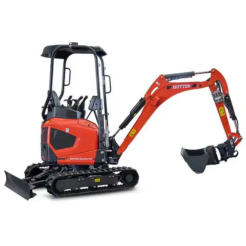 Mini pelle HUTTER Kubota U17, Poids 1705 kg, Puissance du moteur 16.0 CV, Largeur 99-130 cm, nouveaju modèle, Flexibles hydrauliques intégrés protégés