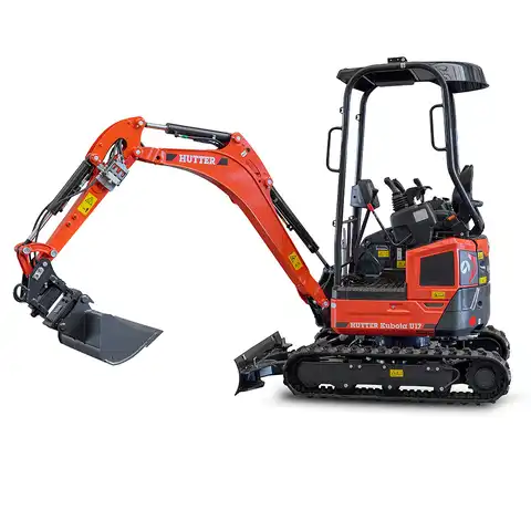 Kleinbagger HUTTER Kubota U17, Raupenbagger, Gewicht 1.7 Tonnen, Kurzheck, mit Löffel, seitlich, verstellbares Fahrwerk, 16 PS Motorleistung