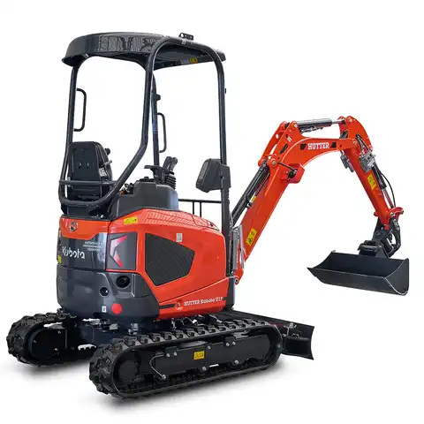 Kleinbagger HUTTER Kubota U17, Raupenbagger, Gewicht 1.7 Tonnen, Kurzheck, mit Löffel, seitlich, verstellbares Fahrwerk, 16 PS Motorleistung, Grabtiefe 2.29 m, Schnellgangschalter