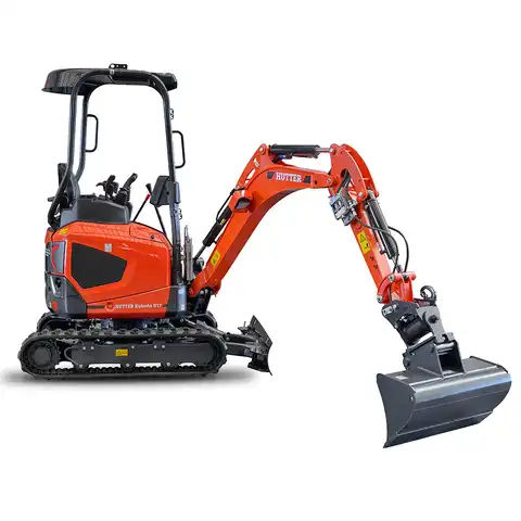 Kleinbagger HUTTER Kubota U17, Raupenbagger, Gewicht 1.7 Tonnen, Kurzheck, mit Löffel, seitlich, verstellbares Fahrwerk, 16 PS Motorleistung, Grabtiefe 2.29 m, Schnellgangschalter